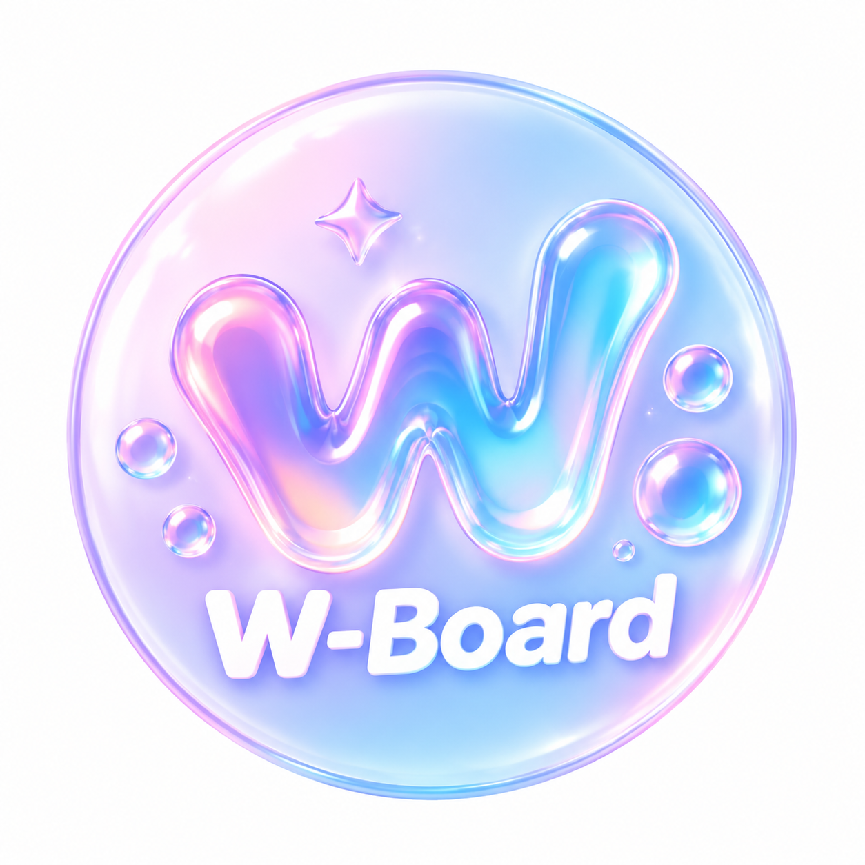 虹色に輝くバブルのWーBoardロゴ